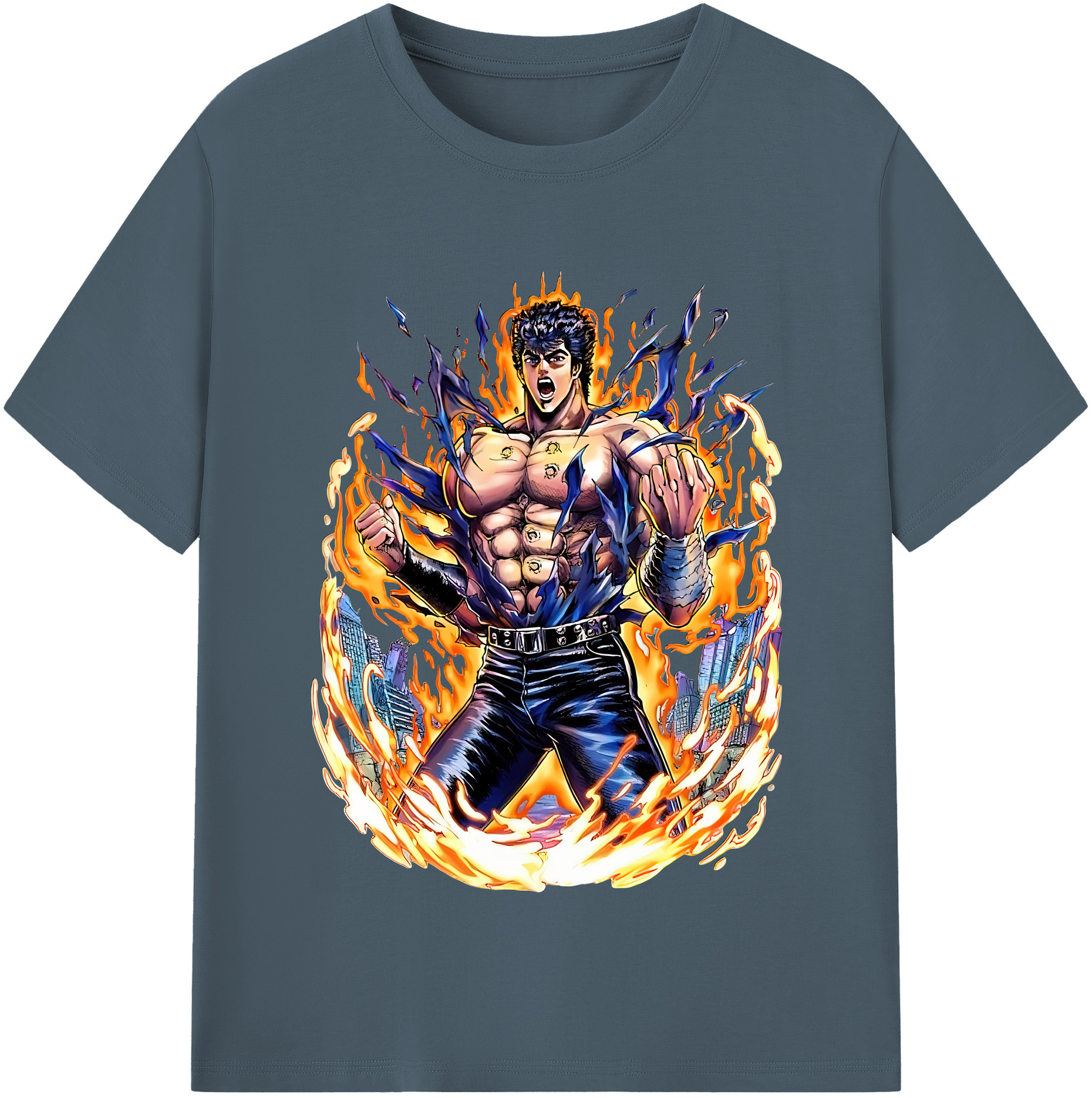 （画像用） 北斗の拳 Fist of the North Star 綿100％半袖Tシャツ（フロントプリント）